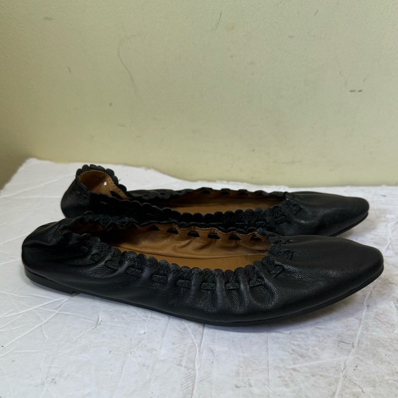 See by Chloe Jane Leather Point Toe Ballet Flats Shoes Comfort Minimalist Black - Picture 3 of 16